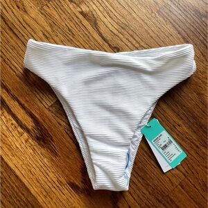 White Striped Women's Swim Bottom